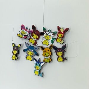 Pikachu Poncho Pins Eeveelutions (Complete Set 9 Pieces)